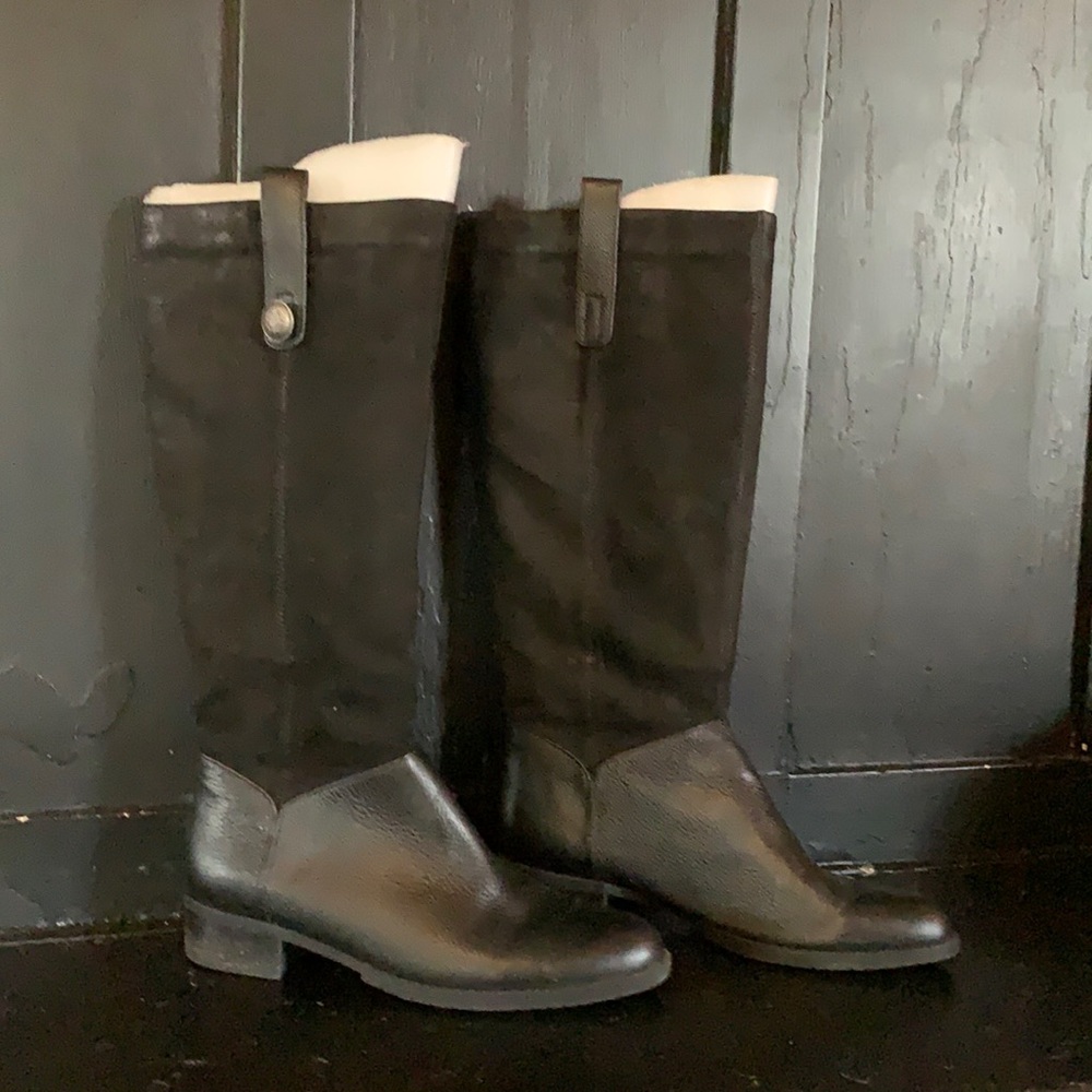 Bandolino black leather suede riding boot 8.5